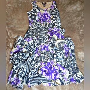 Elegant Purple and Black Patterned Dress Signature By Robbie Bee